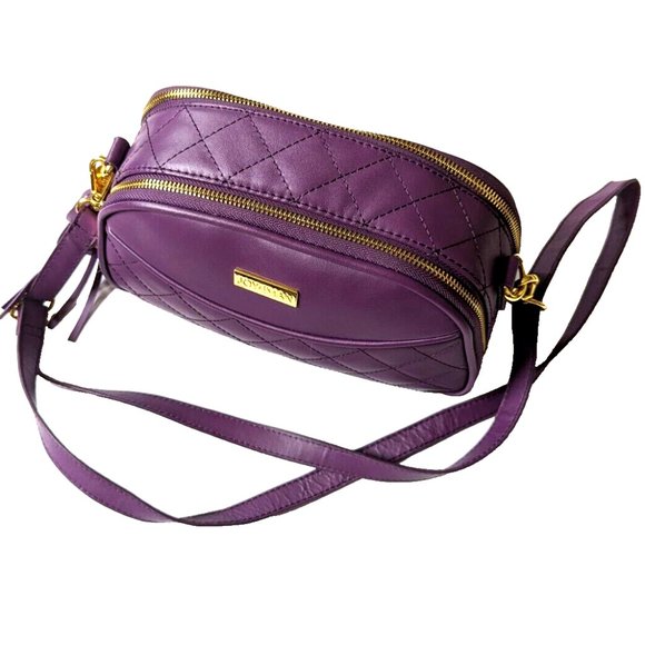 Joy & Iman Handbags - JOY & IMAN Diamond Quilted Genuine Leather Crossbody/Shoulder Bag w/ RFI…